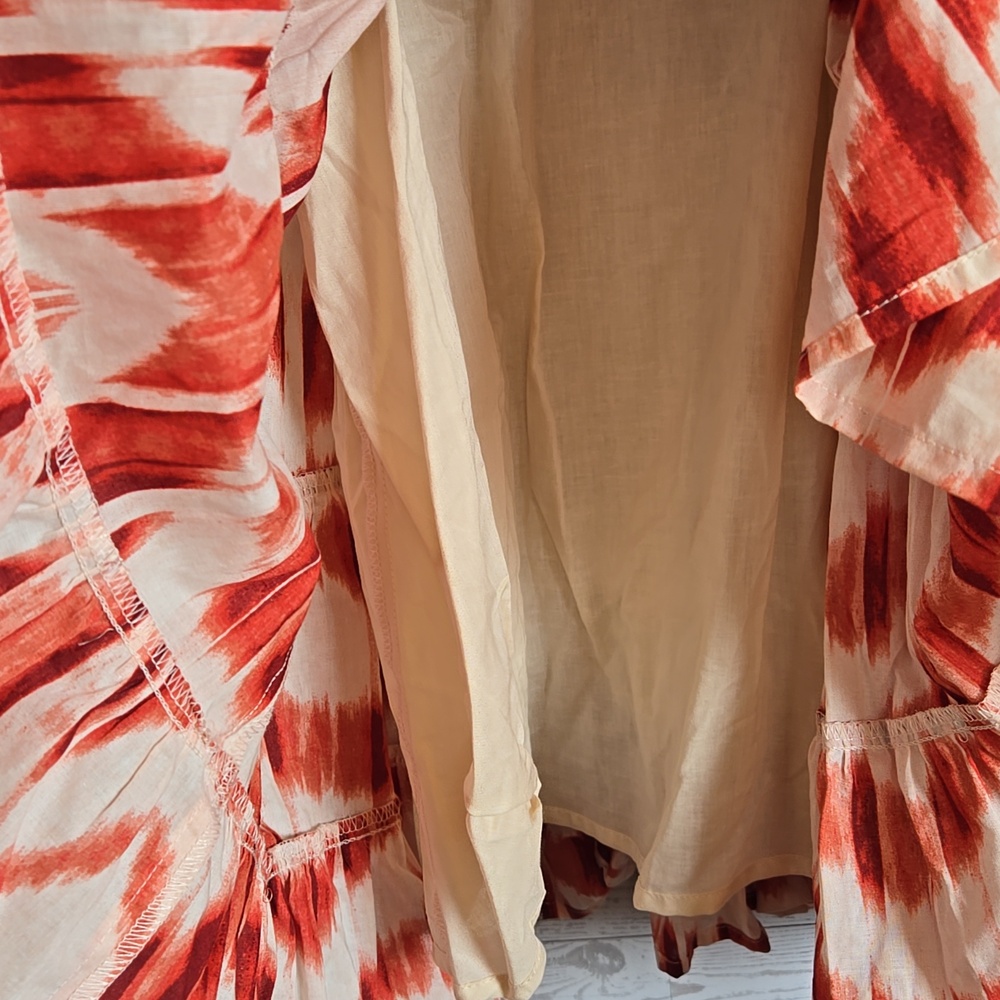 Banana Republic Red and Cream Printed  Tiered Dress - Picture 5 of 10